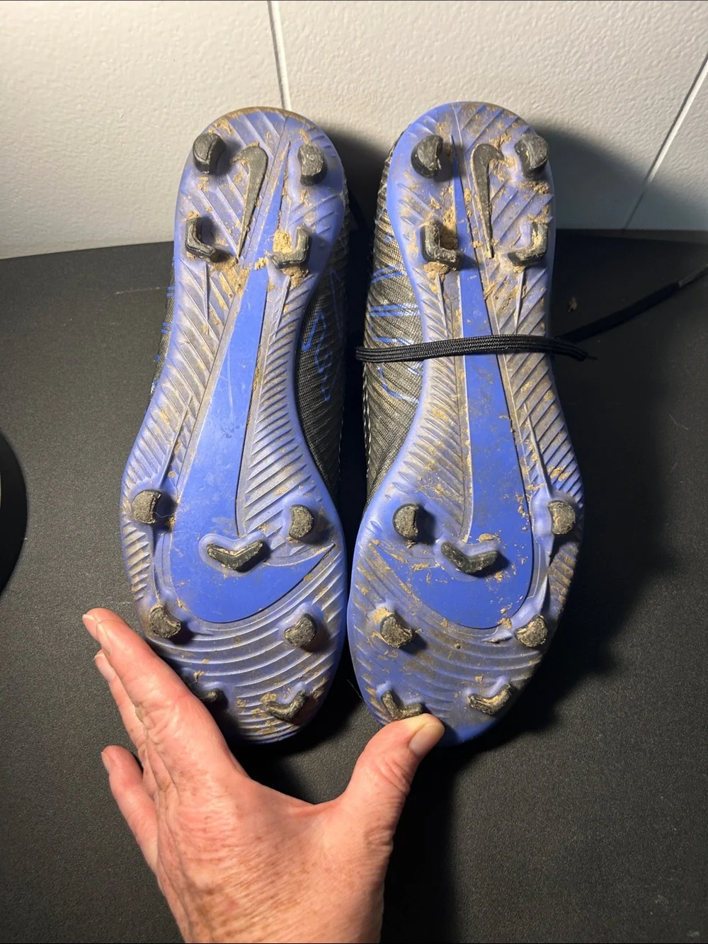 Nike  Black and Blue Soccer Cleat size 8